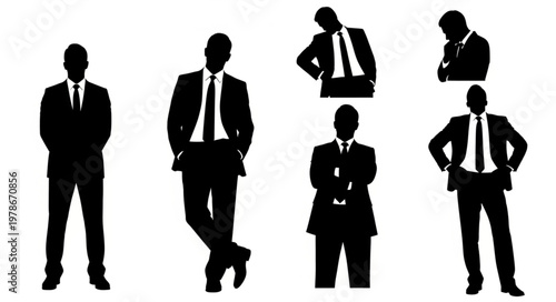 Group of business people silhouettes in suits standing together.