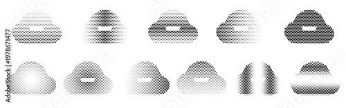 Cloud Minus Halftone Icon Collection – Cloud Minus Dotted Circles Halftones Geometric Dots Gradient – Dot Spray Gradient Vector Set – Cloud Minus Illustration Halftone Gradient