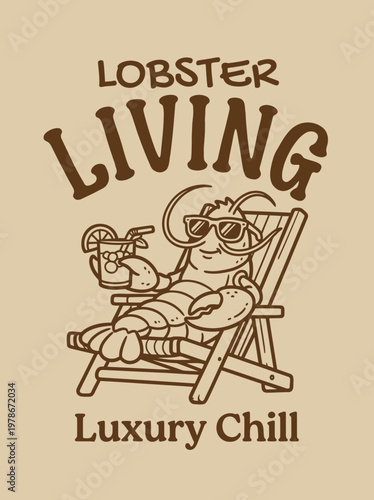Lobster Wearing Sunglasses Relaxing Reclined.