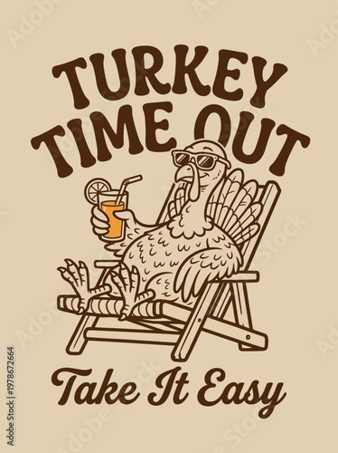 Turkey on a beach chair relaxing.