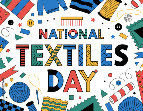 National Textiles Day Vector Illustration, Fabric and Textile Industry Design