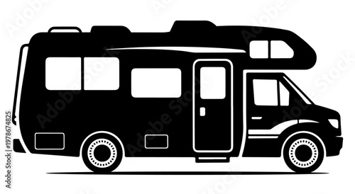 Travel bus silhouette vector illustration for public transport concept, urban vehicle design isolated on white background