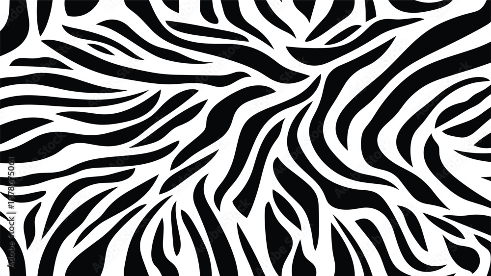 Obraz premium Bold zebra print pattern features organic black and white stripes creating a wild animal texture for fashion and interior design.