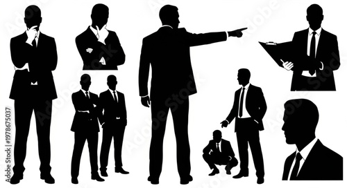 Group of Businesspeople Silhouettes in Formal Suits.