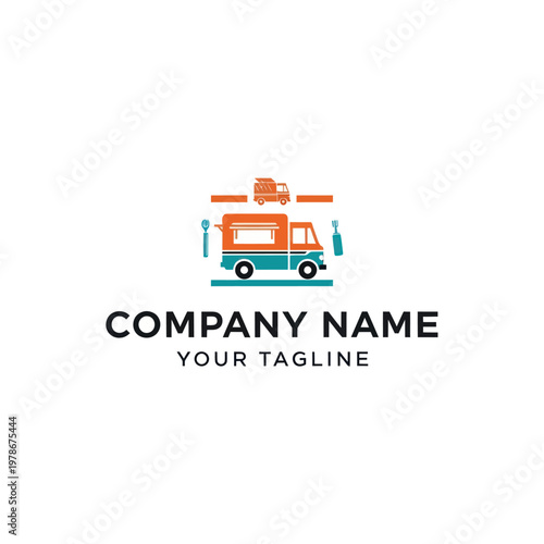Colorful Food Truck Logo Design with Company Name and Tagline.