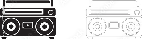 Retro Boombox. Cassette Player vector icon. 