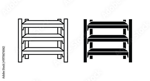 Two black shelving units displayed side by side a minimalist silhouette high quality