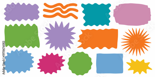 Collection of brightly colored abstract shapes with varied edges