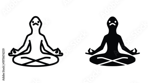 Contrast between a light and dark depiction of a meditating figure with sad expressions