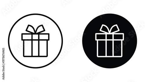 Contrasting gift box icons on different background circles