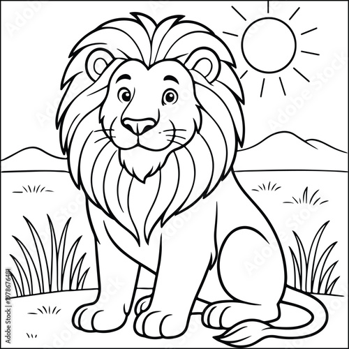 Lion in jangle for coloring page