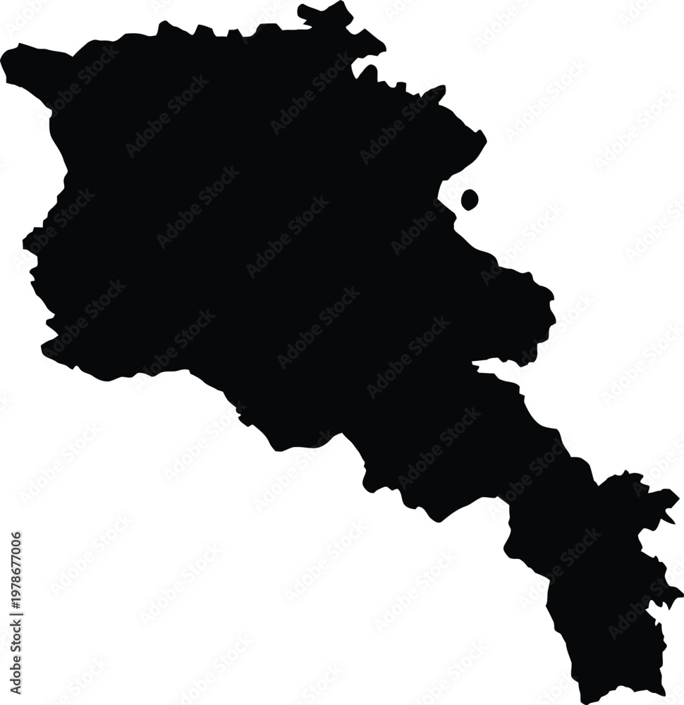 Obraz premium Accurate Real-World Map Silhouette of Armenia High-detail silhouette map of Armenia with precise geographic boundaries. Editable EPS vector illustration suitable for educational and political map.