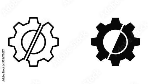 Contrasting gear icons representing technology and software development concepts