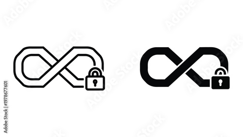 Infinity symbols with padlocks representing secure connections or encryption
