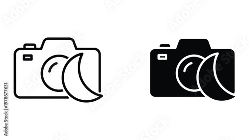 Contrasting camera icons with different fill styles and color schemes