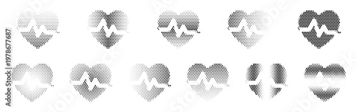 Fitness Halftone Icon Collection – Fitness Dotted Circles Halftones Geometric Dots Gradient – Dot Spray Gradient Vector Set – Fitness Illustration Halftone Gradient