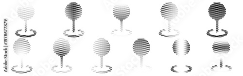 Geo Halftone Icon Collection – Geo Dotted Circles Halftones Geometric Dots Gradient – Dot Spray Gradient Vector Set – Geo Illustration Halftone Gradient