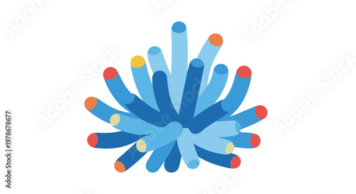 Abstract Sea Anemone Vector Illustration, Colorful Marine Coral Reef Element, Stylized Underwater Biological Organism Graphic for Ocean Themed Design Projects