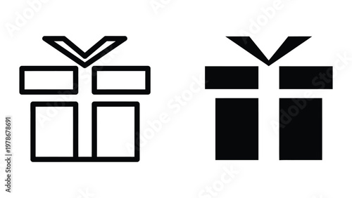 Contrast between empty and filled gift box designs with ribbon bows on top