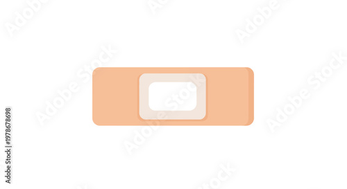 Adhesive Bandage Vector Illustration, Medical First Aid Plaster Strip Icon for Wound Care and Injury Treatment, Flat Minimalist Design Element on White Background