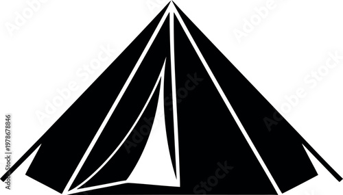 Camping tent silhouette vector, Camping tent black symbol