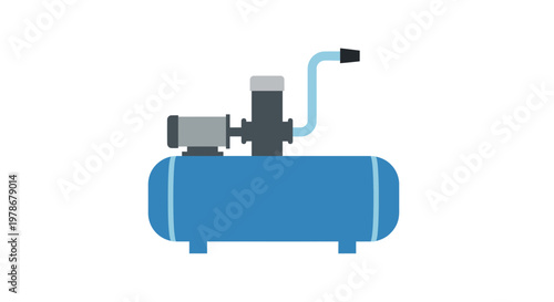 Air Compressor Vector Illustration, Industrial Pneumatic Equipment Graphic for Workshop Maintenance and Construction Tools Design