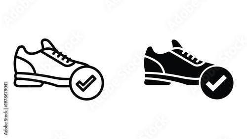 Comparison of approved sneakers with different color schemes and checkmarks.