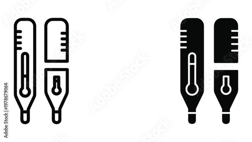 Comparison of traditional and digital thermometers with different views