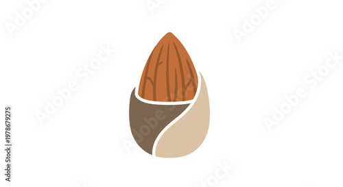 Almond Nut Vector Illustration, Minimalist Flat Graphic Design Icon for Organic Food Branding and Healthy Snack Packaging Concepts