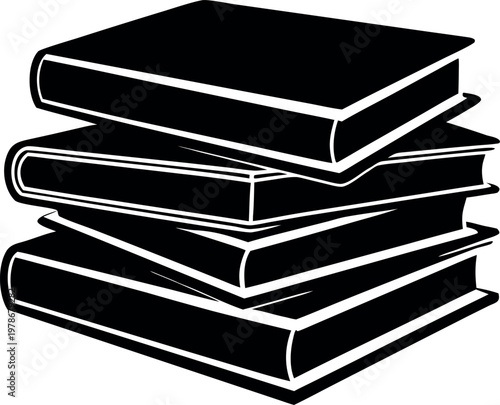 stack of books silhouette vector, stack of books black symbol