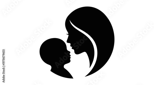 Mother and Child Silhouette Icon