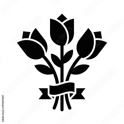 Bouquet of Roses Icon with Ribbon