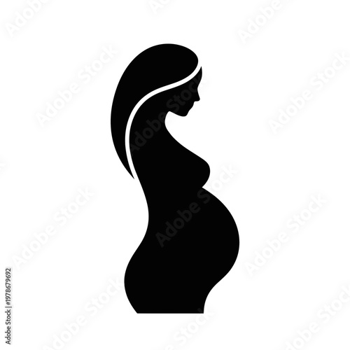 Pregnant Woman Silhouette Icon for Maternity and Family