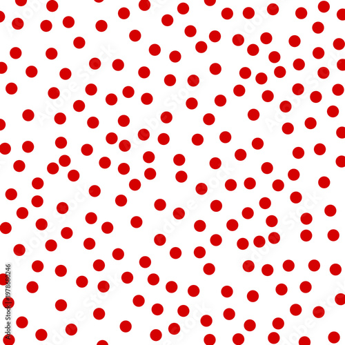 A seamless pattern consisting of randomly scattered dots. Red polka dots for the background.
