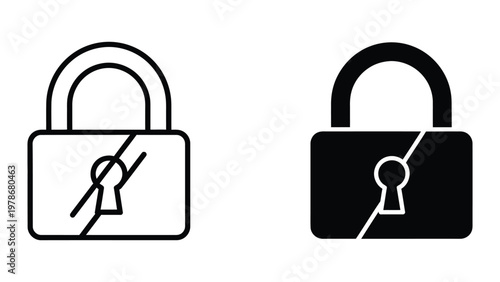 Contrast between open and closed padlock icons with keyhole details