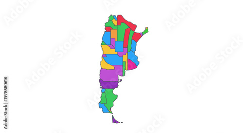 Argentina Map Vector Illustration with Provinces Divided into Vibrant Colorful Regions for Educational and Geographic Infographic Design Projects