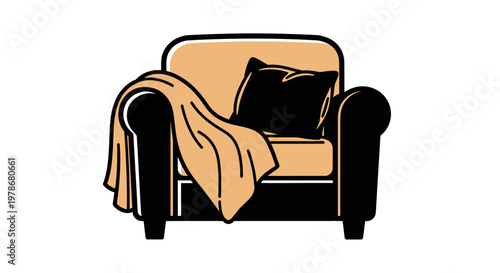 A simple illustration of a cozy armchair.
