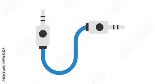 Audio Jack Cable Vector Illustration, Flat Style Graphic of Stereo Connector Cord for Music Equipment and Sound Technology Connectivity Solutions