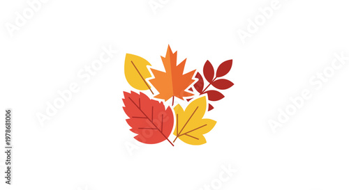 Autumn Leaves Collection Vector Illustration Featuring Vibrant Fall Foliage Elements for Seasonal Graphic Design Projects and Thanksgiving Decorations