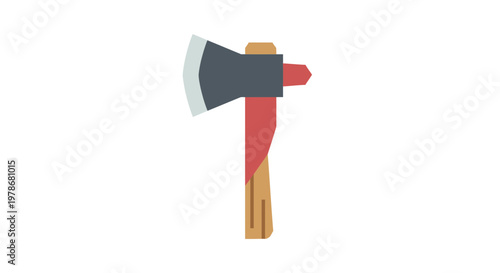 Axe Tool Vector Illustration, Flat Style Graphic Design Element for Construction or Camping Equipment Concepts, Isolated on White Background