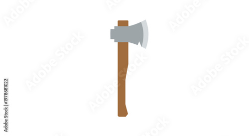 Axe Vector Illustration, Minimalist Flat Style Graphic Icon for Woodworking and Forestry Tools, Isolated on White Background
