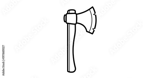 Axe Vector Illustration, Minimalist Black and White Line Art Graphic for Outdoor and Camping Design Projects
