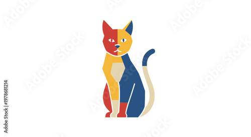 Abstract Geometric Cat Vector Illustration, Modern Minimalist Animal Graphic Design for Creative Branding and Pet Shop Identity Projects
