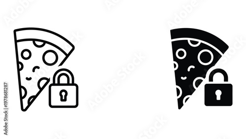 Secure pizza slices symbolizing data or privacy protection with padlock icons