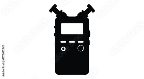 Black audio recorder with microphone attachments a striking silhouette high quality