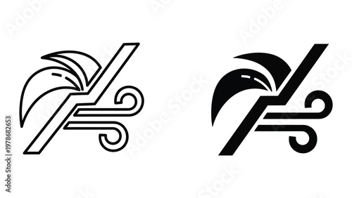 Two stylized typographic representations of the letter k with decorative elements resembling palm fronds