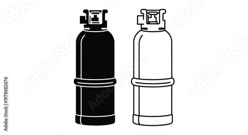 Two oxygen tanks one filled and one empty in stark contrast silhouette