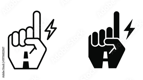 Schilderij op canvas Hand gestures indicating a positive or negative response with lightning symbols