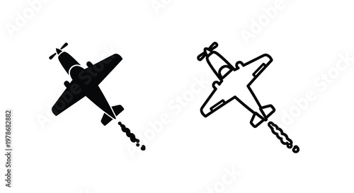 Two airplane designs one solid and one outlined shown in flight silhouette