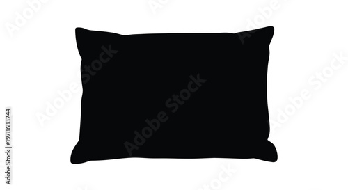 A simple rectangular cushion dark shape against a white background silhouette